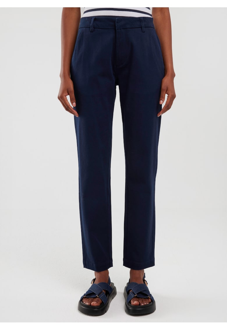 Pantaloni dama - model 403 - talie inalta - albastru marin - bumbac/elastan