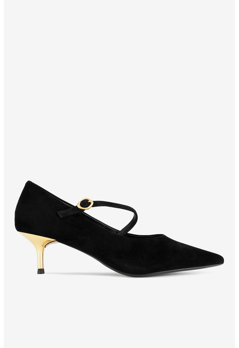 Pantofi dama 5903698024974 - Piele intoarsa - Negru - Negru