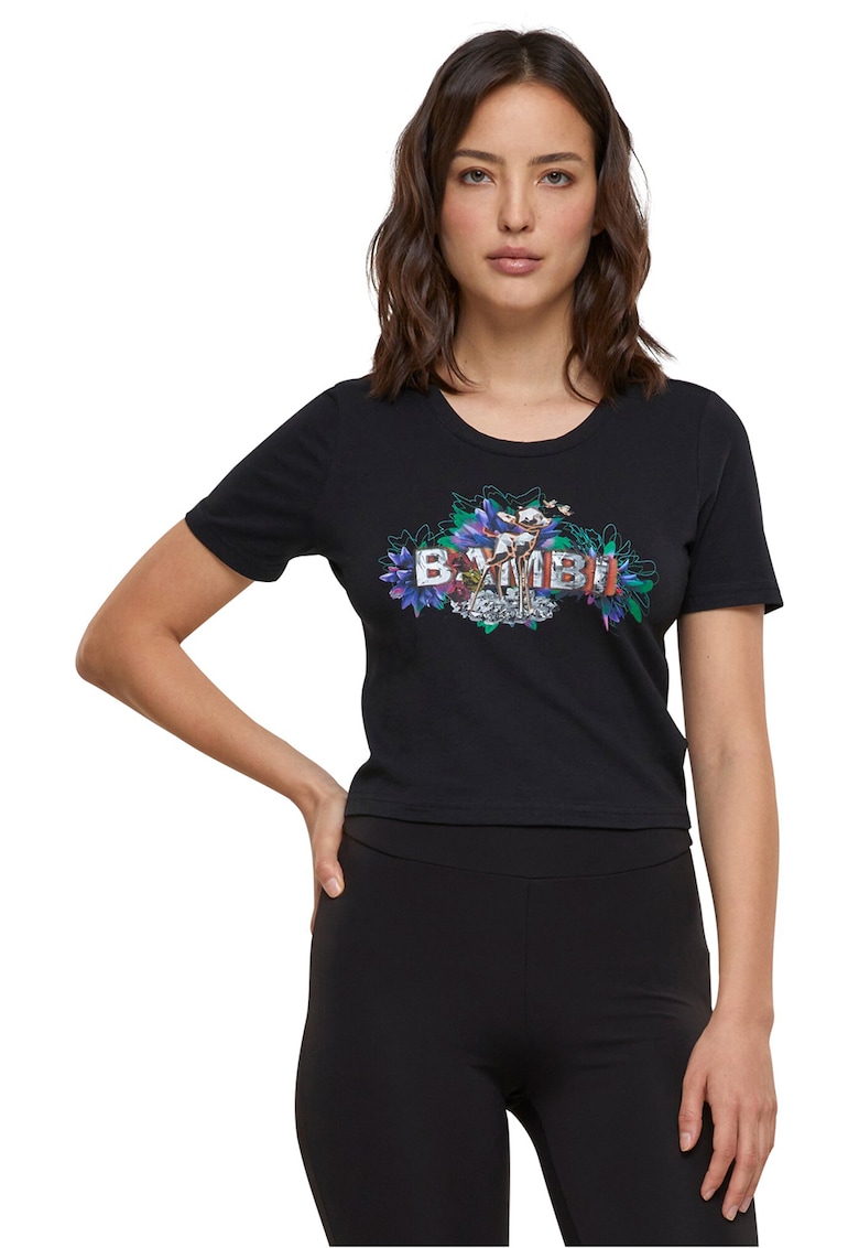 Tricou crop cu imprimeu