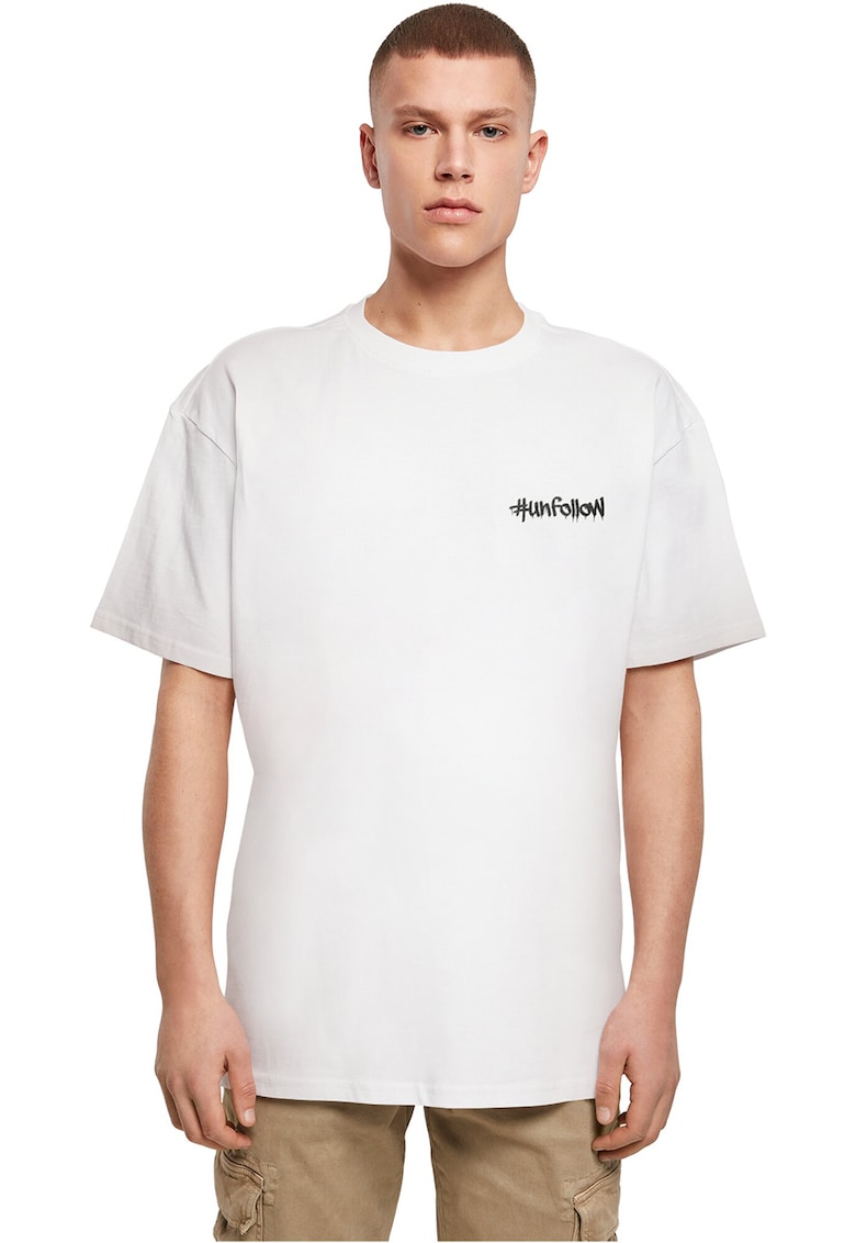 Tricou cu decolteu la baza gatului si imprimeu text Tricou cu decolteu la baza gatului si imprimeu text