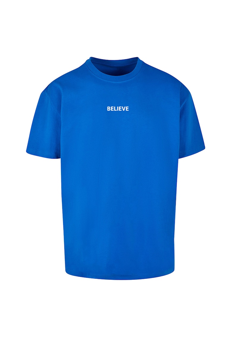 Tricou din bumbac cu imprimeu pe partea din spate - Alb optic/Albastru deschis