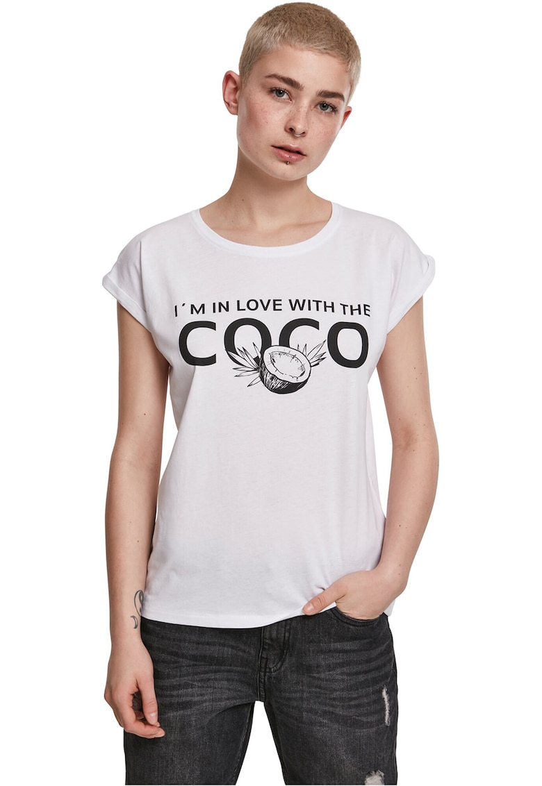 Tricou cu decolteu la baza gatului si imprimeu foto