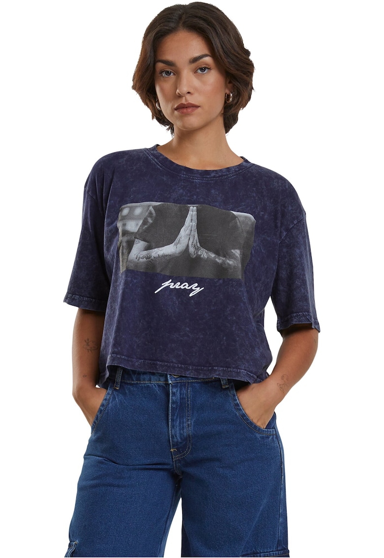 Tricou crop cu imprimeu foto Tricou crop cu imprimeu foto