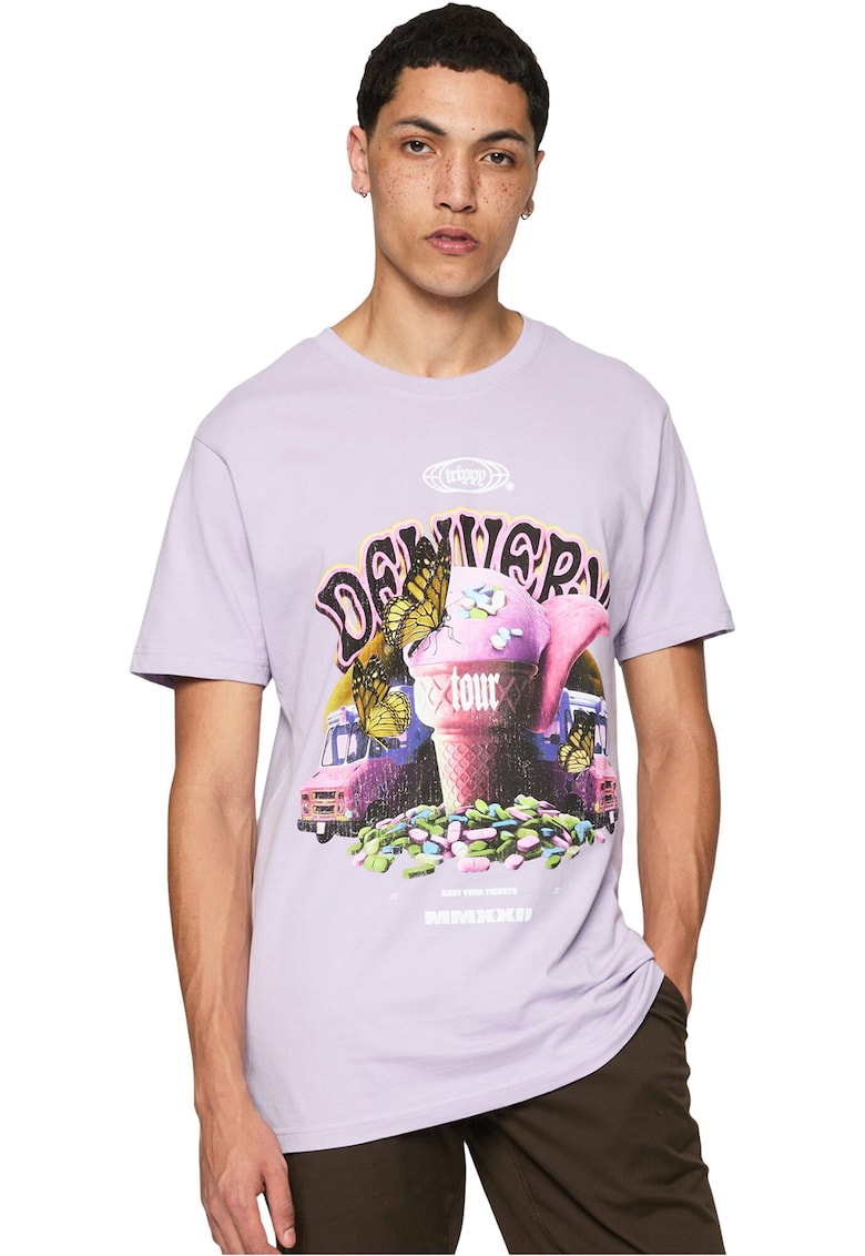 Tricou din bumbac cu imprimeu grafic - Lila