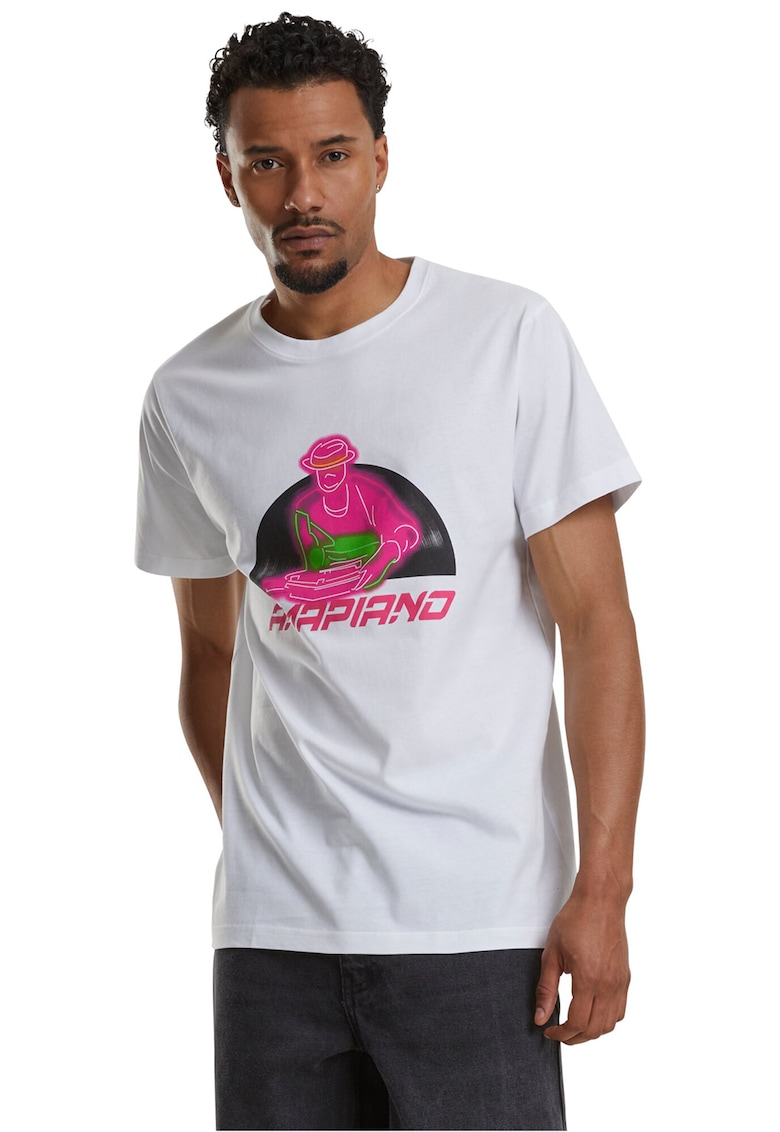 Tricou cu imprimeu grafic si decolteu la baza gatului Tricou cu imprimeu grafic si decolteu la baza gatului