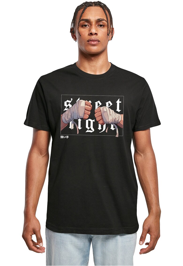 Tricou din bumbac cu imprimeu grafic - Maro inchis/Negru/Alb optic