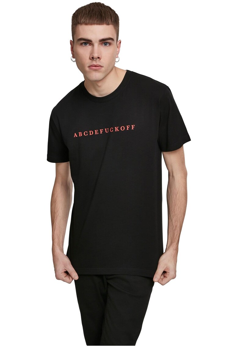 Tricou din bumbac cu imprimeu text - Rosu/Negru