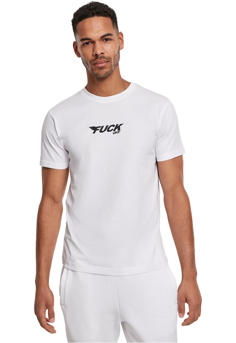 Tricou din bumbac cu imprimeu text - Negru/Alb optic