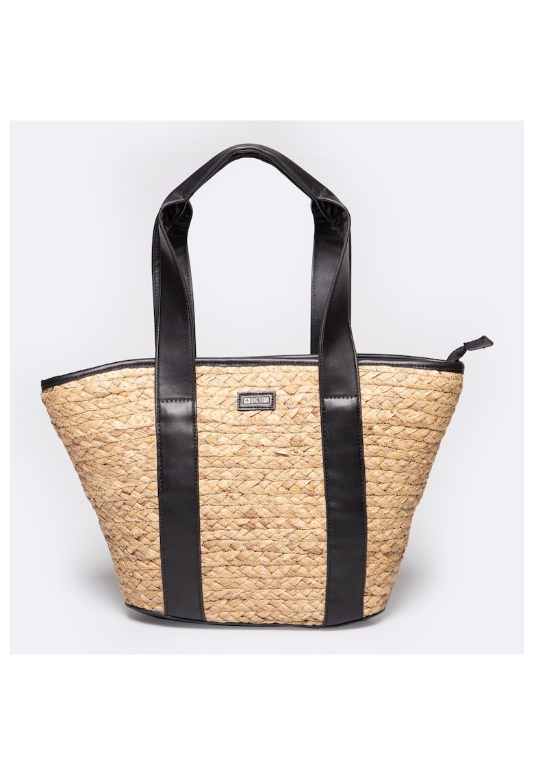Geanta shopper din paie - cu aspect impletit