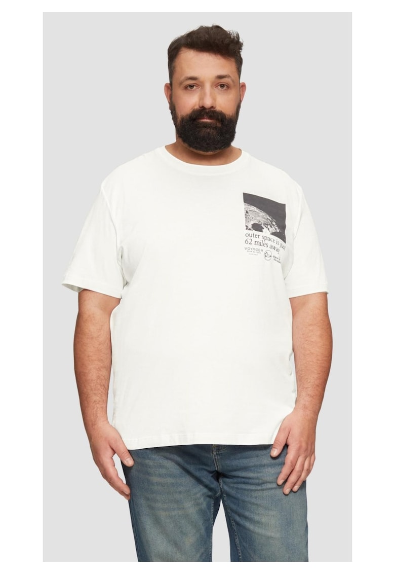 Tricou barbati big sizes din bumbac cu imprimeu abstract - croiala Regular Fit -  Big Sizes