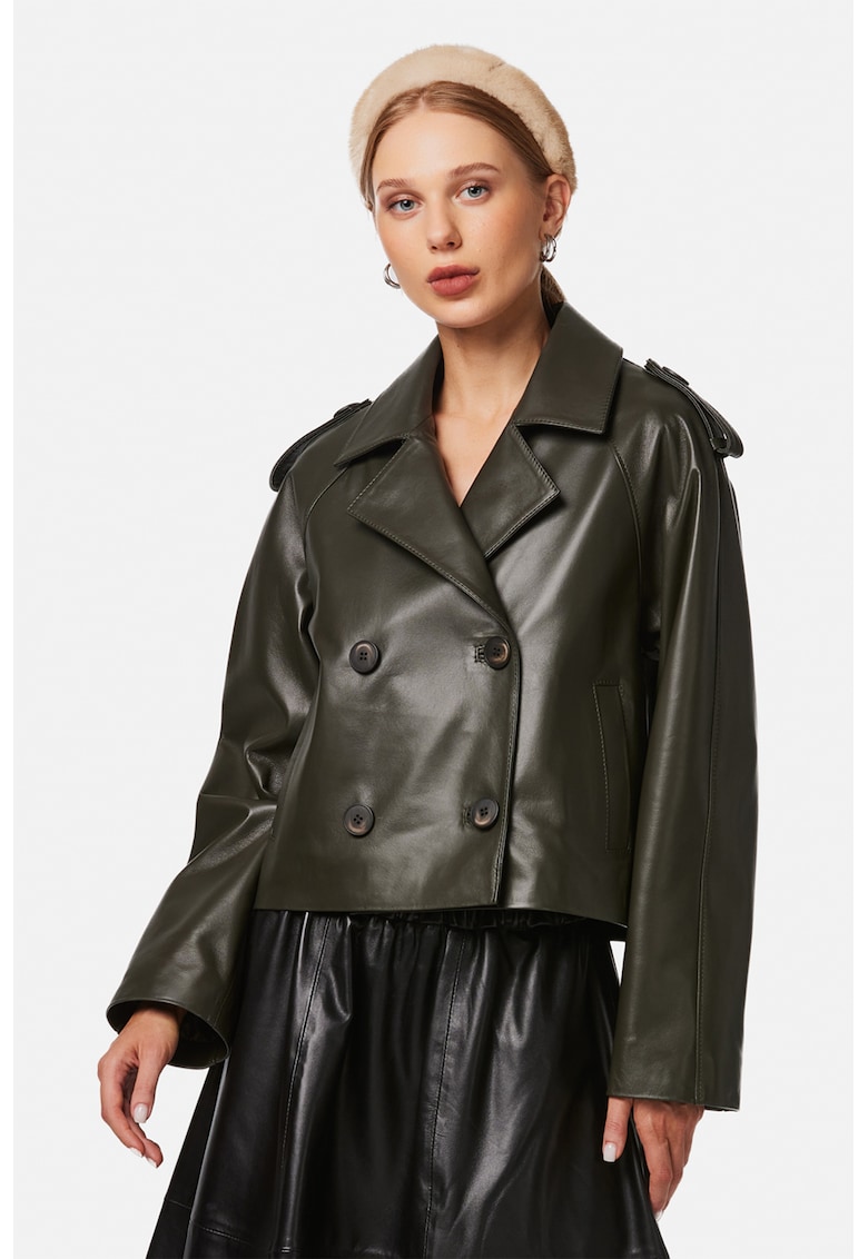 Jacheta din piele cu doua randuri de nasturi
