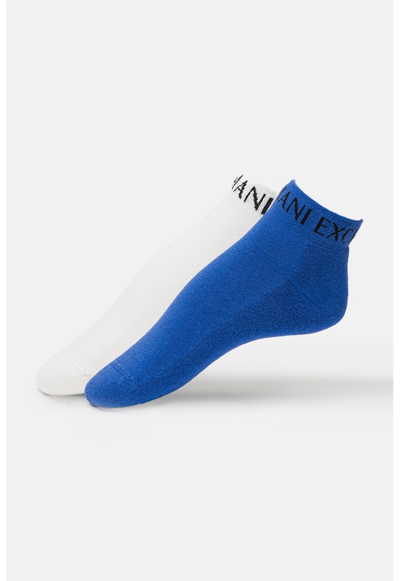Set de sosete pana la glezna - 2 perechi - Alb/Albastru royal
