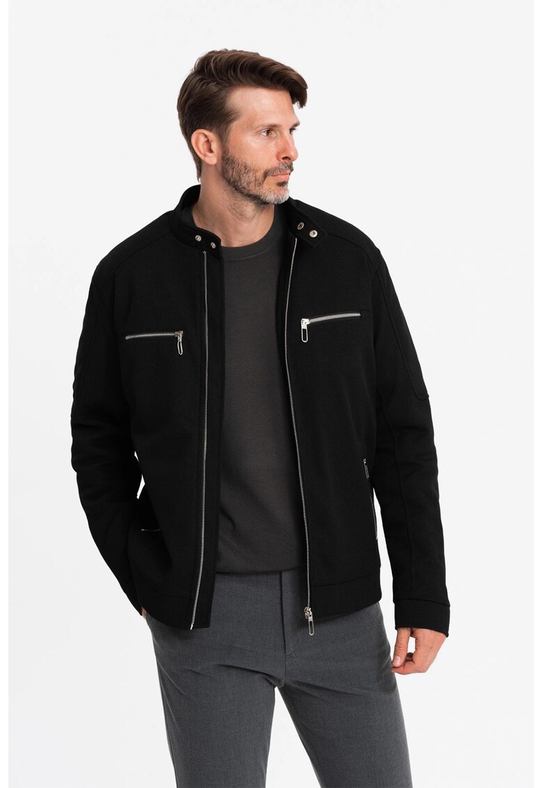 Jacheta cu buzunare cu fermoar - Negru