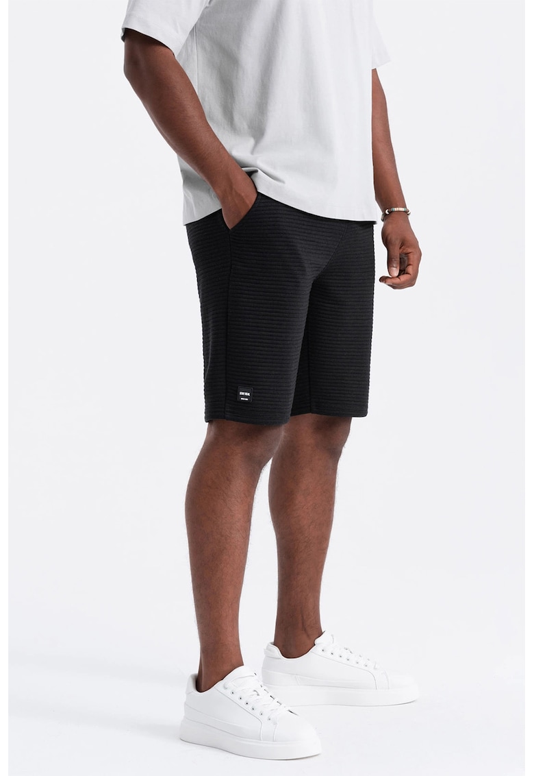 Pantaloni scurti din amestec de bumbac cu aspect texturat