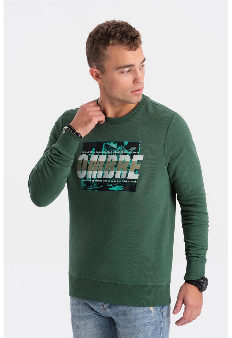 Bluza de trening din amestec de bumbac cu model grafic - Verde