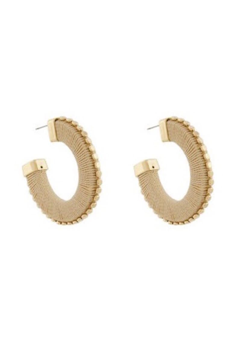 Cercei dama - Terraa - bej/auriu - acril/aliaj/bumbac