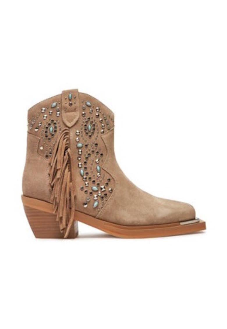 Cizme de cowboy dama I240715 - bej - Cizme de cowboy dama I240715 - bej -