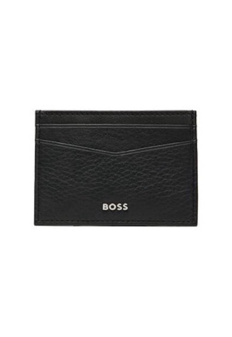 Portofel barbati  etui pentru carduri - negru - piele - 9x6 cm