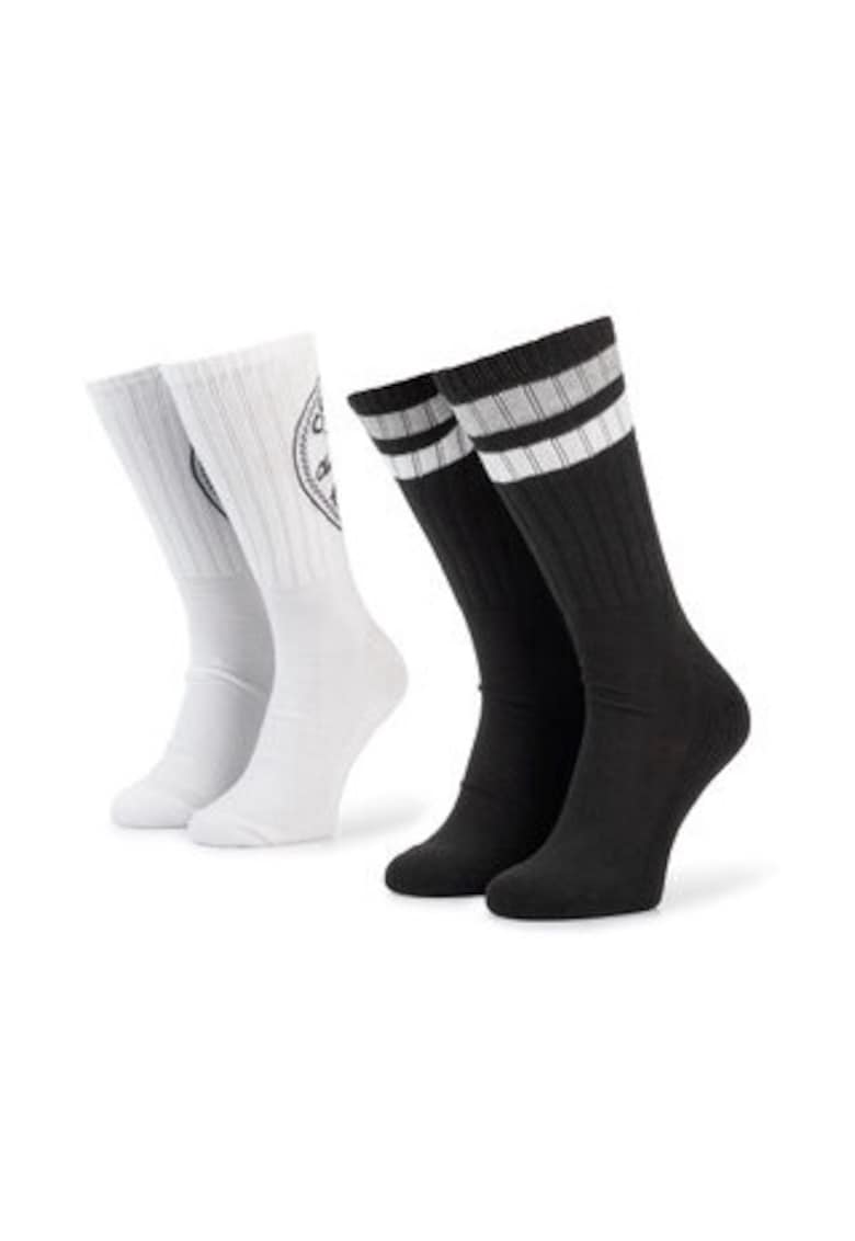 Sosete unisex set 2 perechi - inalte - negru/alb -