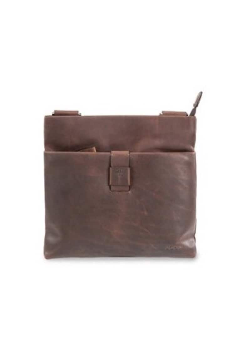Geanta barbati piele - 24 x 24 x 3 cm - maro