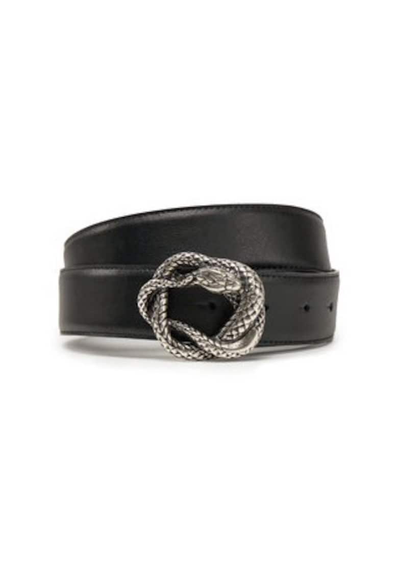 Curea dama  neagra - material sintetic - catarama argintie