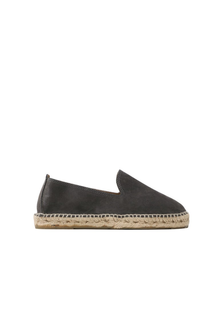 Manebi Mocasini dama piele intoarsa - gri - espadrile plate