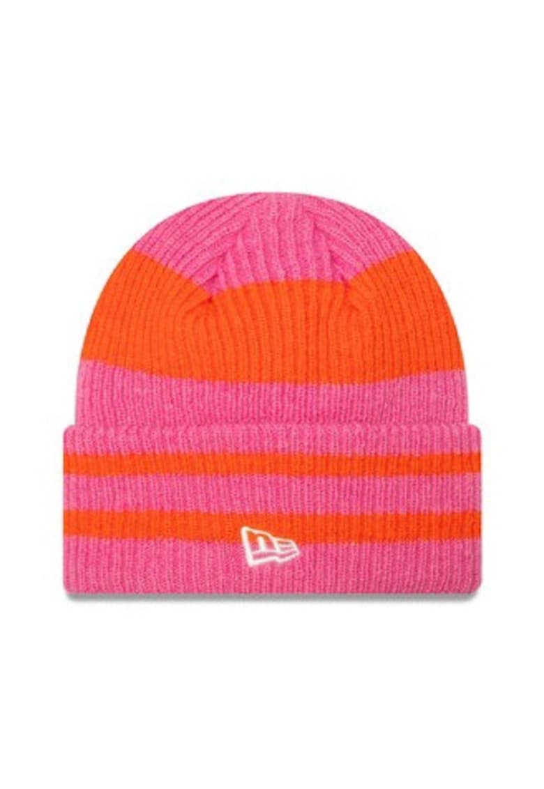Caciula dama  Stripe Cuff Knit Beanie - roz - material sintetic