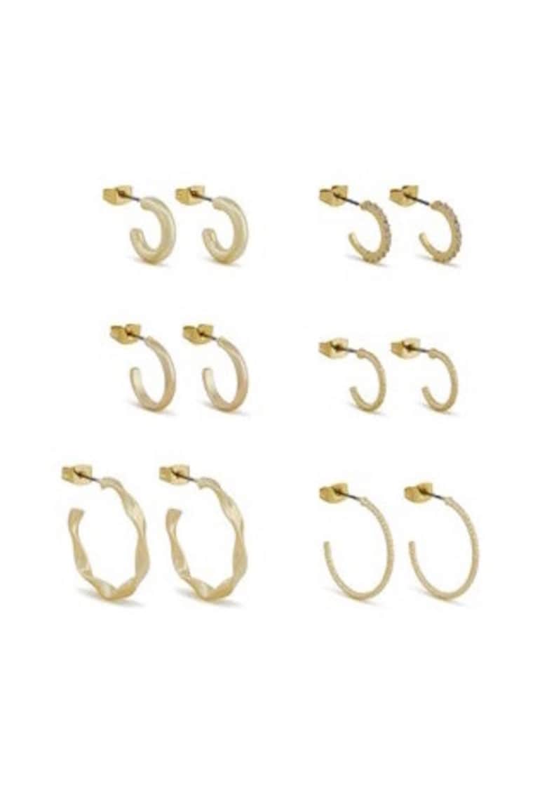 Set 6 perechi cercei auriu - material plastic