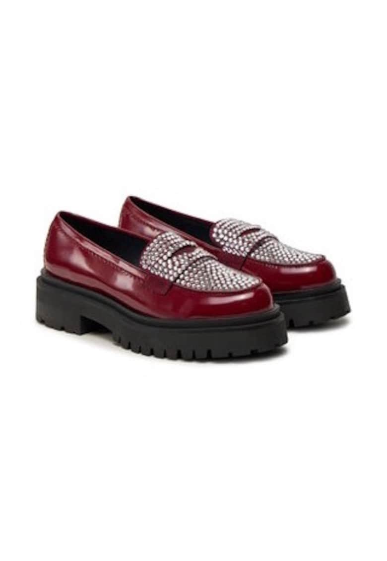Mocasini dama -  piele ecologica - burgundy