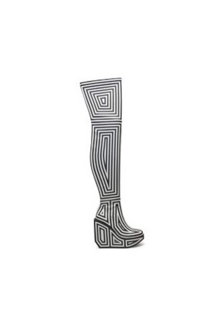 Cizme dama Wa Long Boot Hi - piele naturala - Alb/Gri