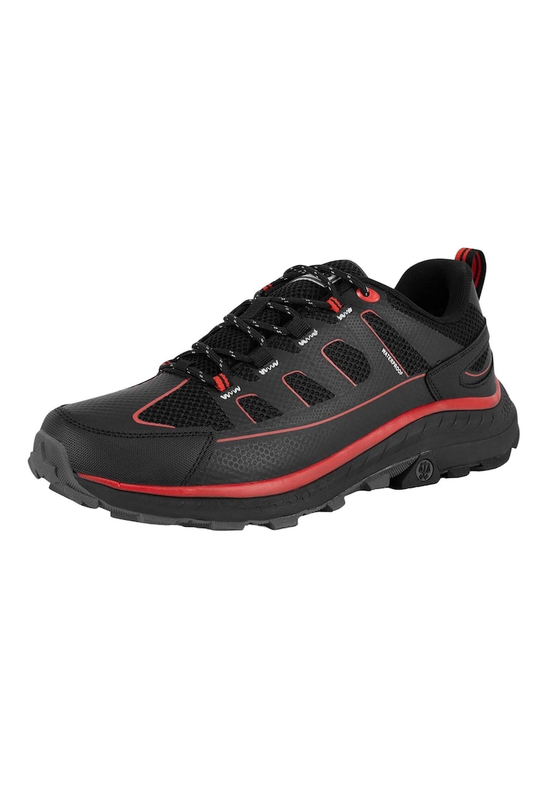 Pantofi trekking PEAK RT LOW WP - negru/rosu - material textil