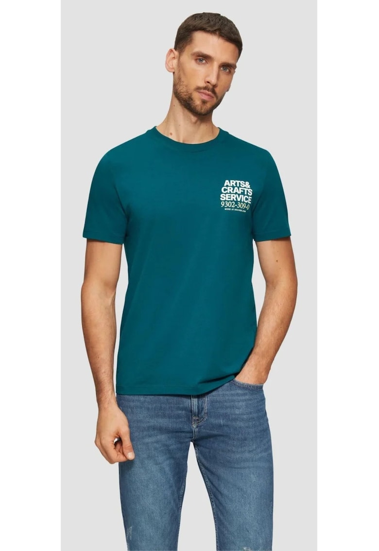 Tricou barbati din bumbac cu imprimeu text - croiala Regular Fit -