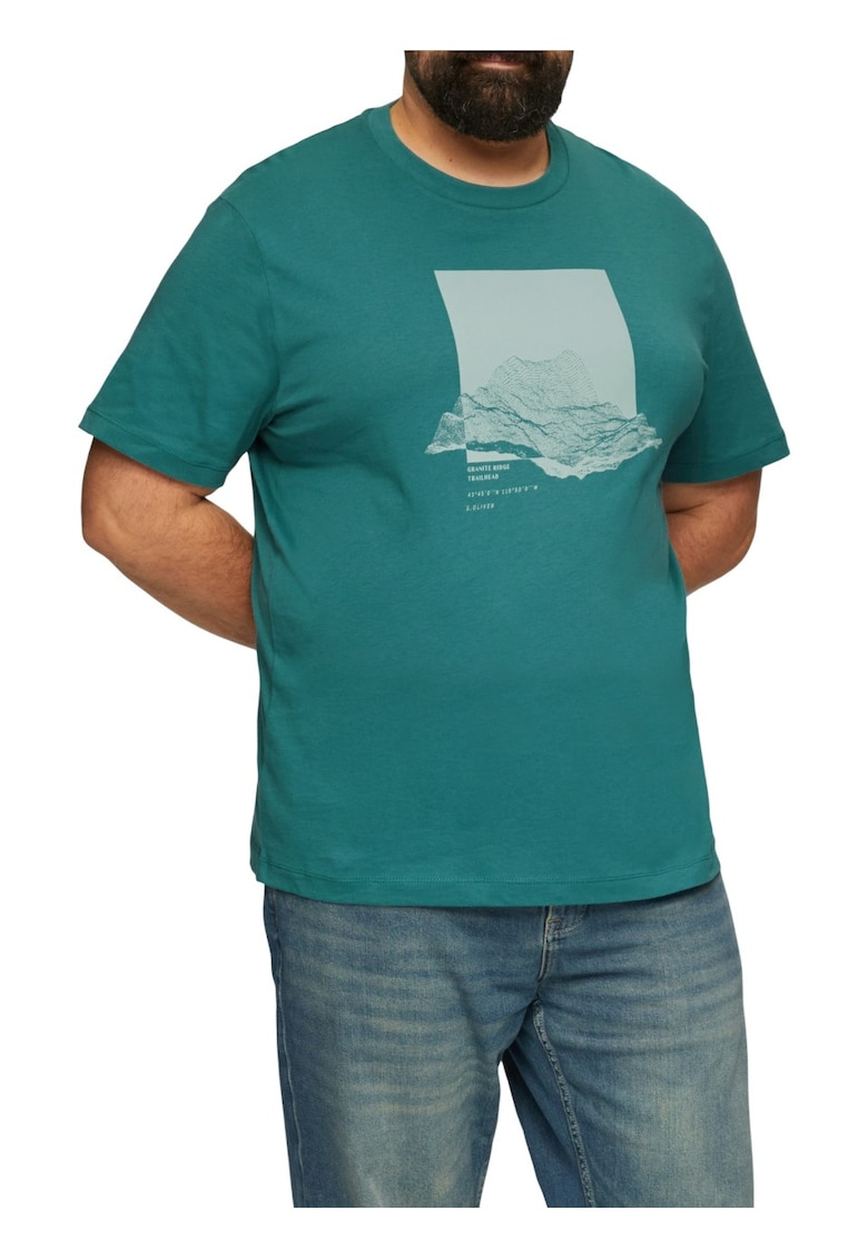 Tricou barbati big sizes la baza gatului din bumbac - cu imprimeu Grafic si croiala Regular fit -  Big Sizes