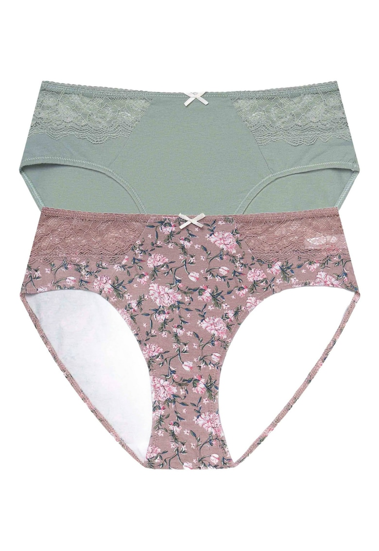 Chiloti de tip figi  Hally set de 2 perechi verde - roz Chiloti de tip figi  Hally set de 2 perechi verde - roz