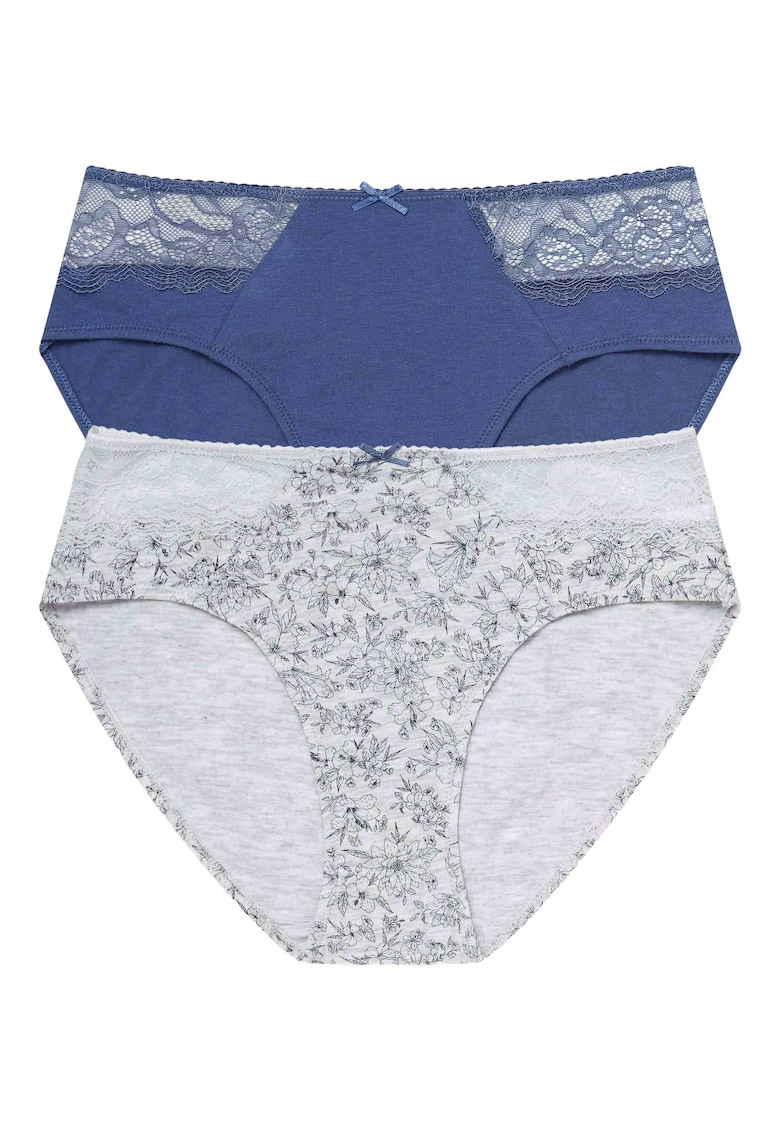 Chiloti de tip figi  Hally set de 2 perechi albastru - gri deschis