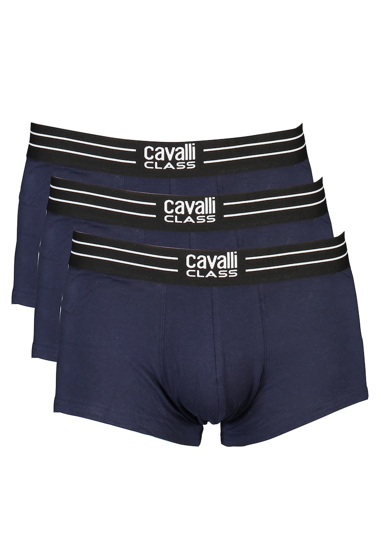 Set 3 x Boxer barbati talie elastica - detalii de contrast - albastru - bumbac