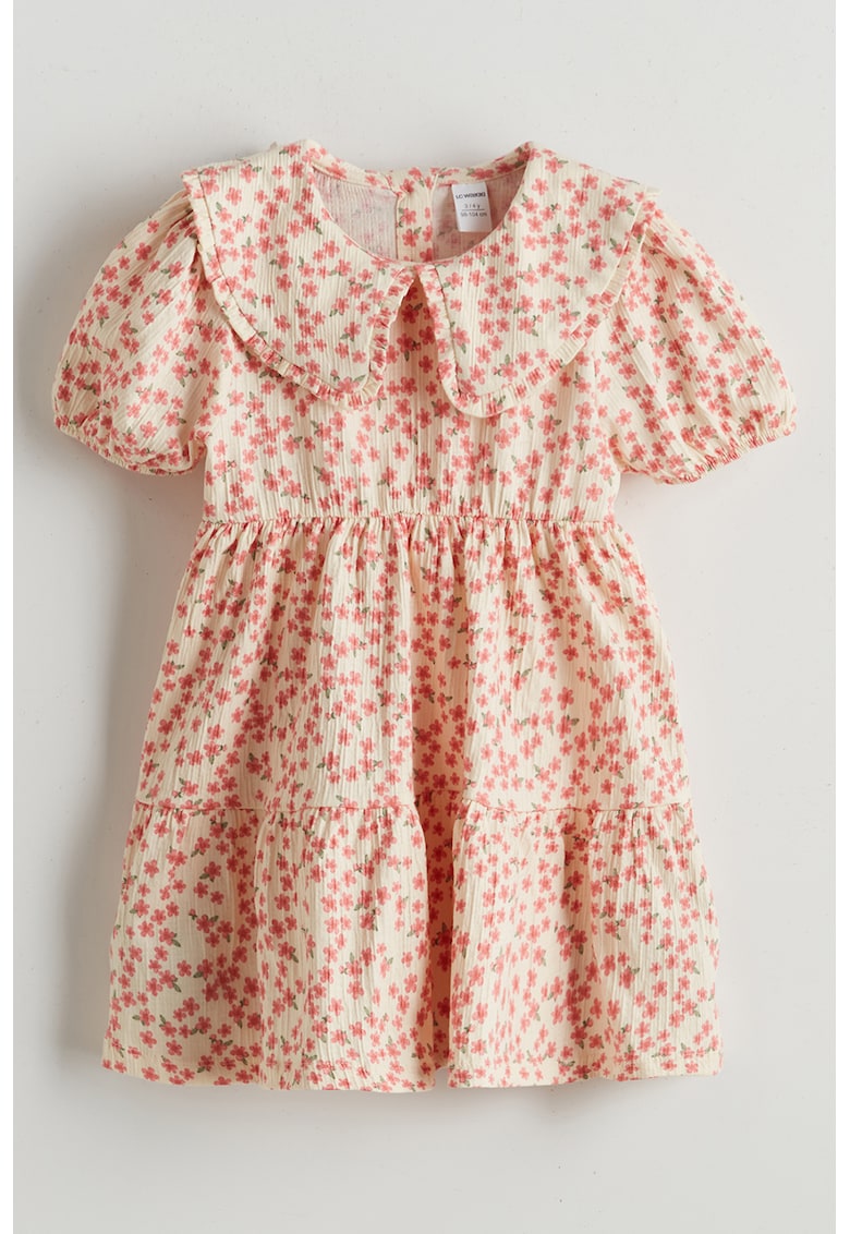 Rochie cu imprimeu si guler Peter Pan