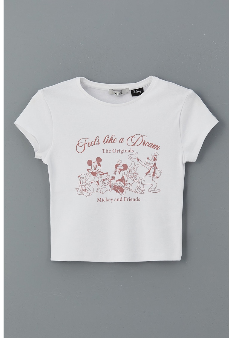 Tricou crop cu imprimeu Mickey Mouse Tricou crop cu imprimeu Mickey Mouse