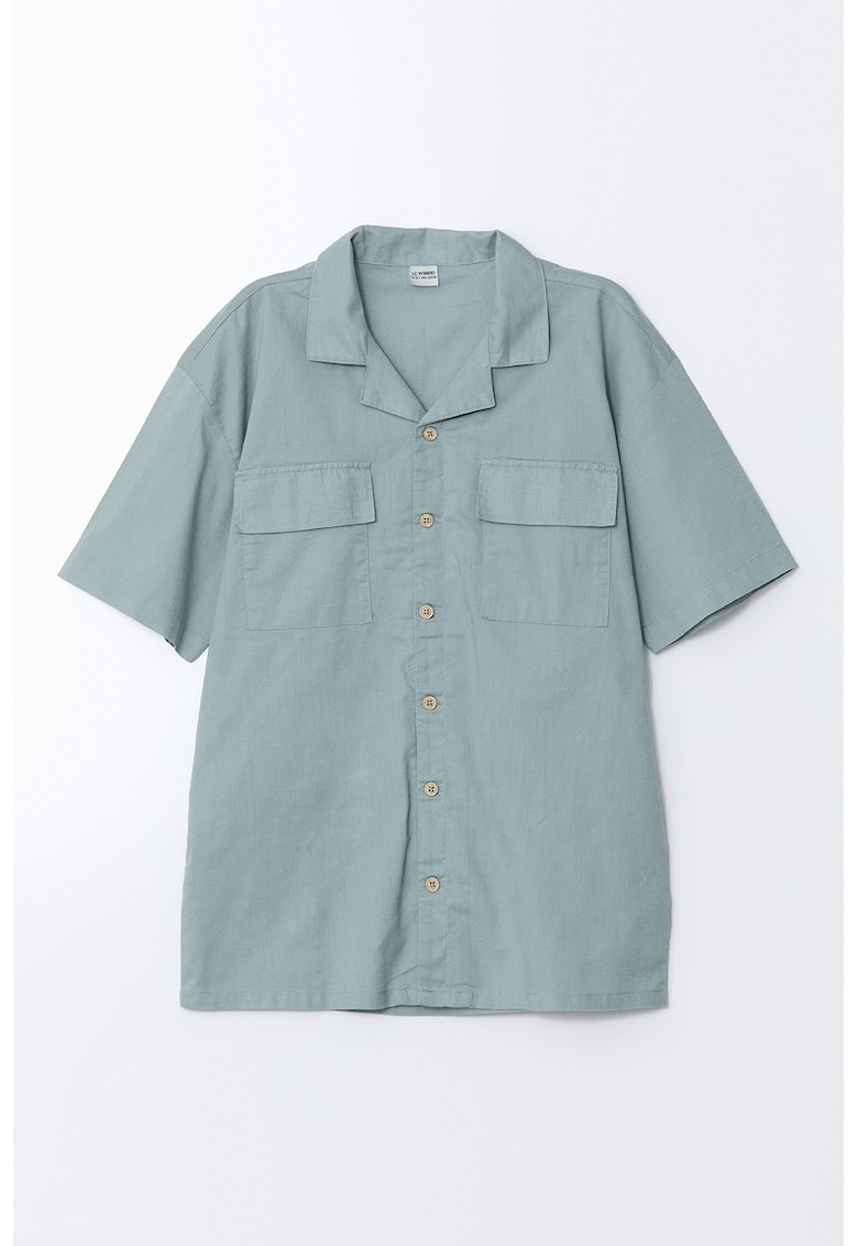 Camasa din amestec de in cu maneci scurte