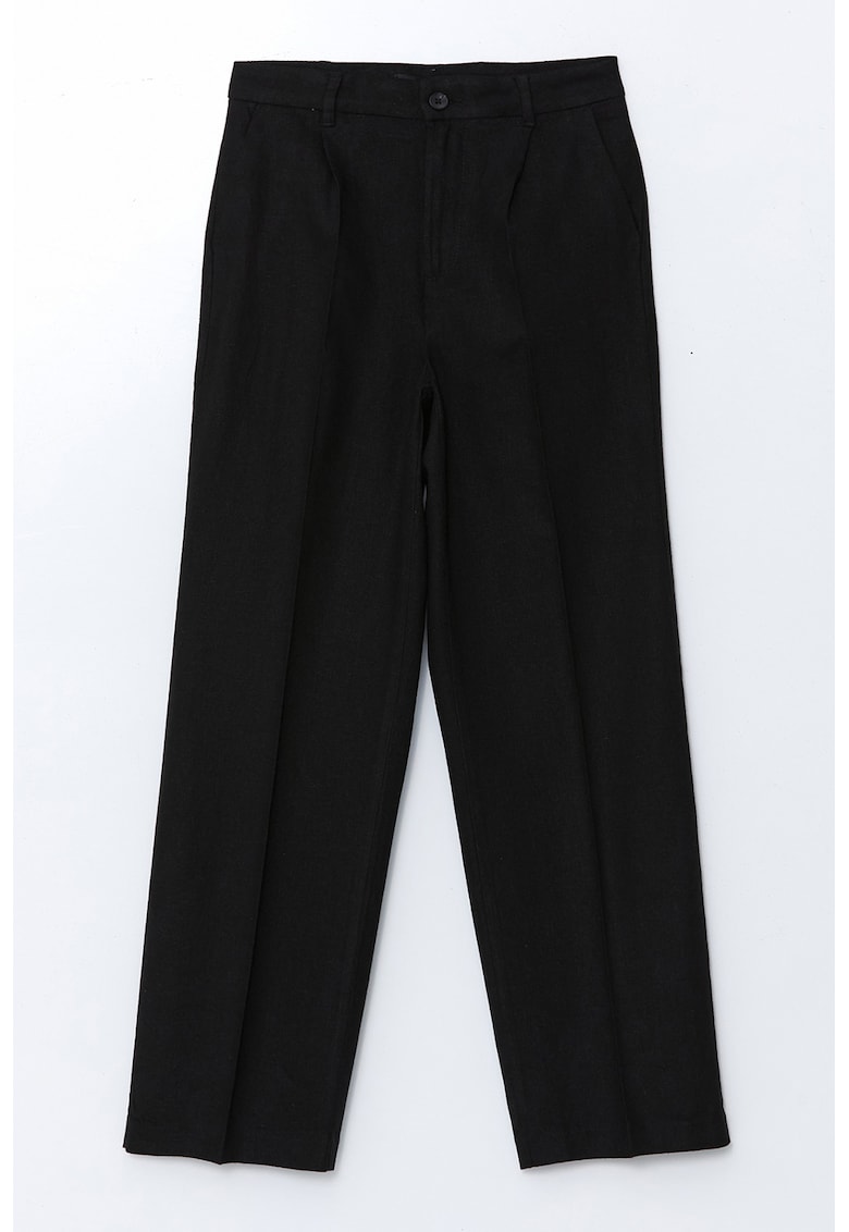 Pantaloni din amestec de in cu croiala ampla