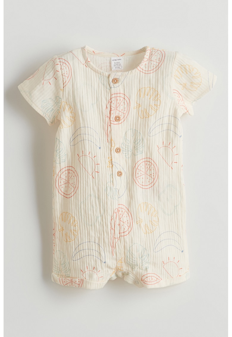 Salopeta scurta din amestec de bumbac cu imprimeu