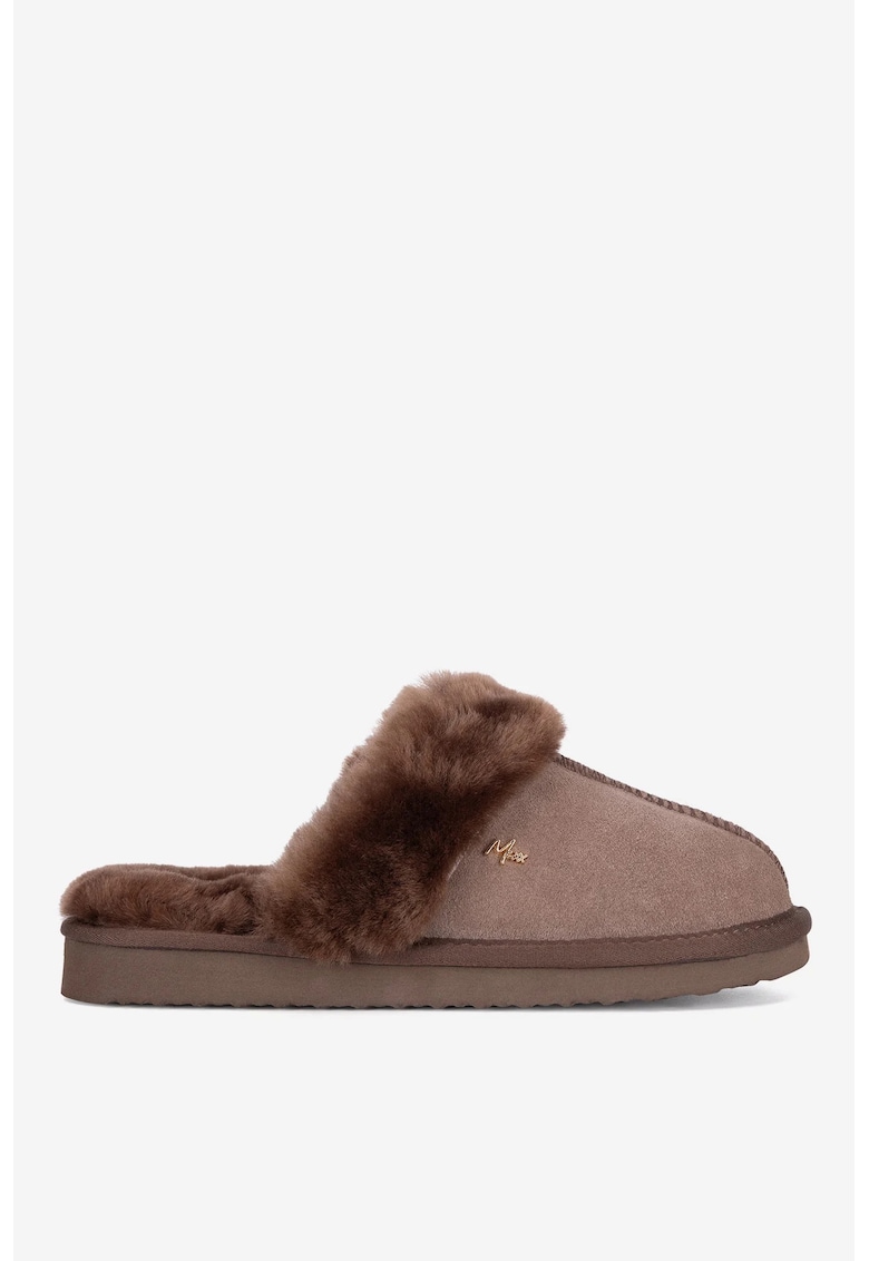 Papuci dama 5905588923879 - Piele intoarsa - Maro - Maro