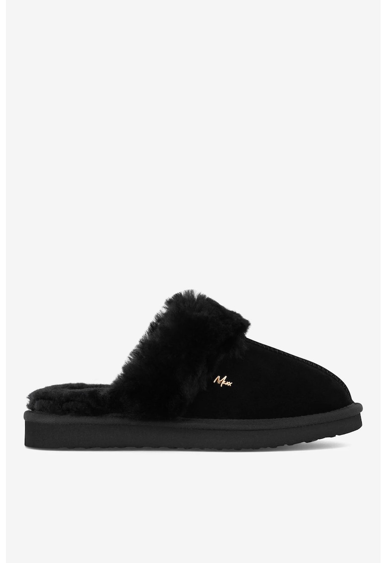 Papuci dama 5905588923886 - Piele intoarsa - Negru - Negru