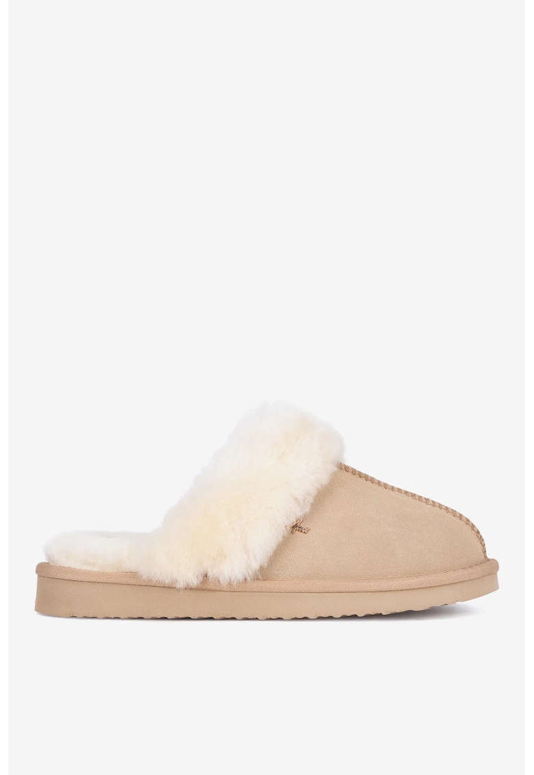 Papuci dama 5905588923855 - Piele intoarsa - Bej - Bej