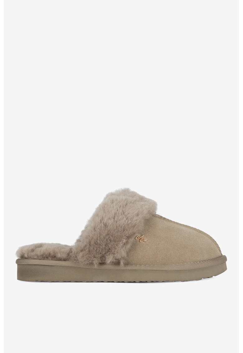 Papuci dama 5905588923893 - Piele intoarsa - Bej - Bej