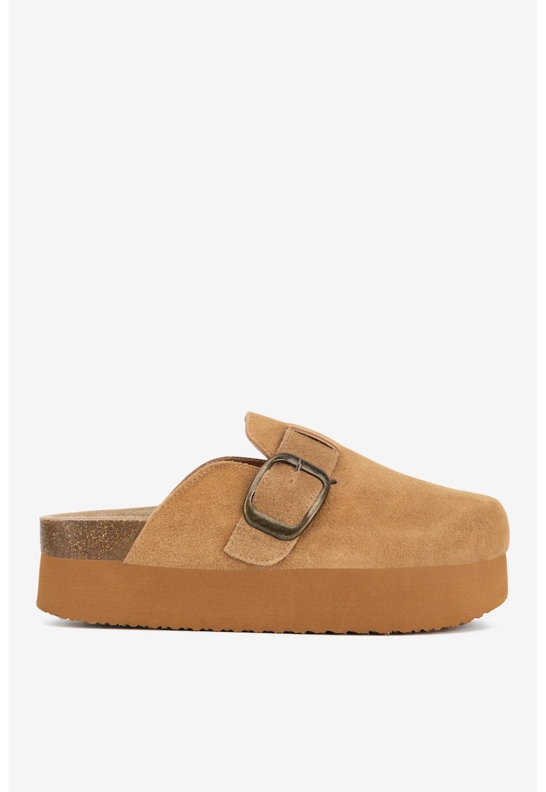 Papuci dama 5905588985877 - Piele intoarsa - Maro - Maro
