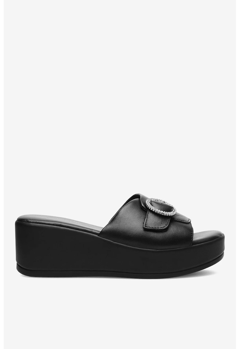 Papuci dama 5905588594260 - Piele naturala - Negru - Negru