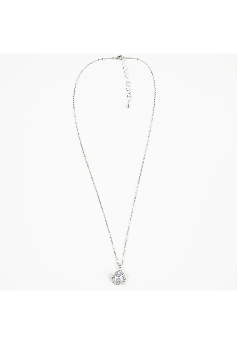 Colier argintiu cu pandativ stralucitor -  Paris Colier argintiu cu pandativ stralucitor -  Paris