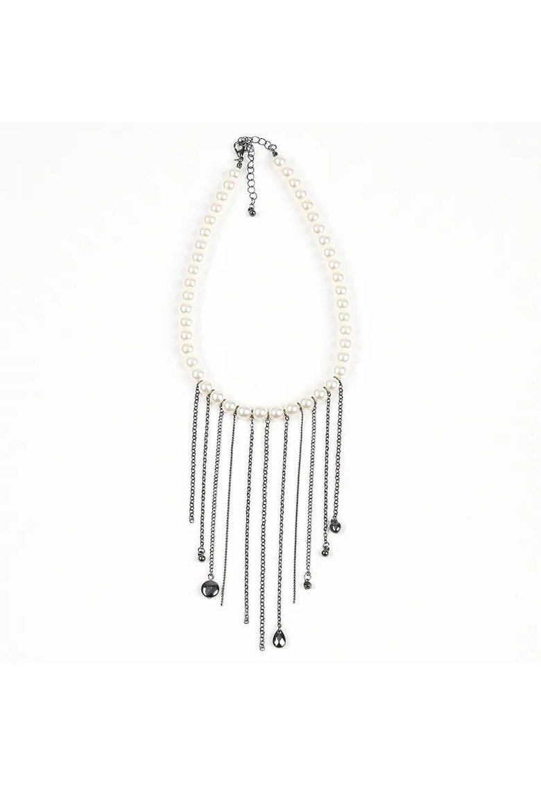 Colier cu perle albe si franjuri metalice negre -  Paris
