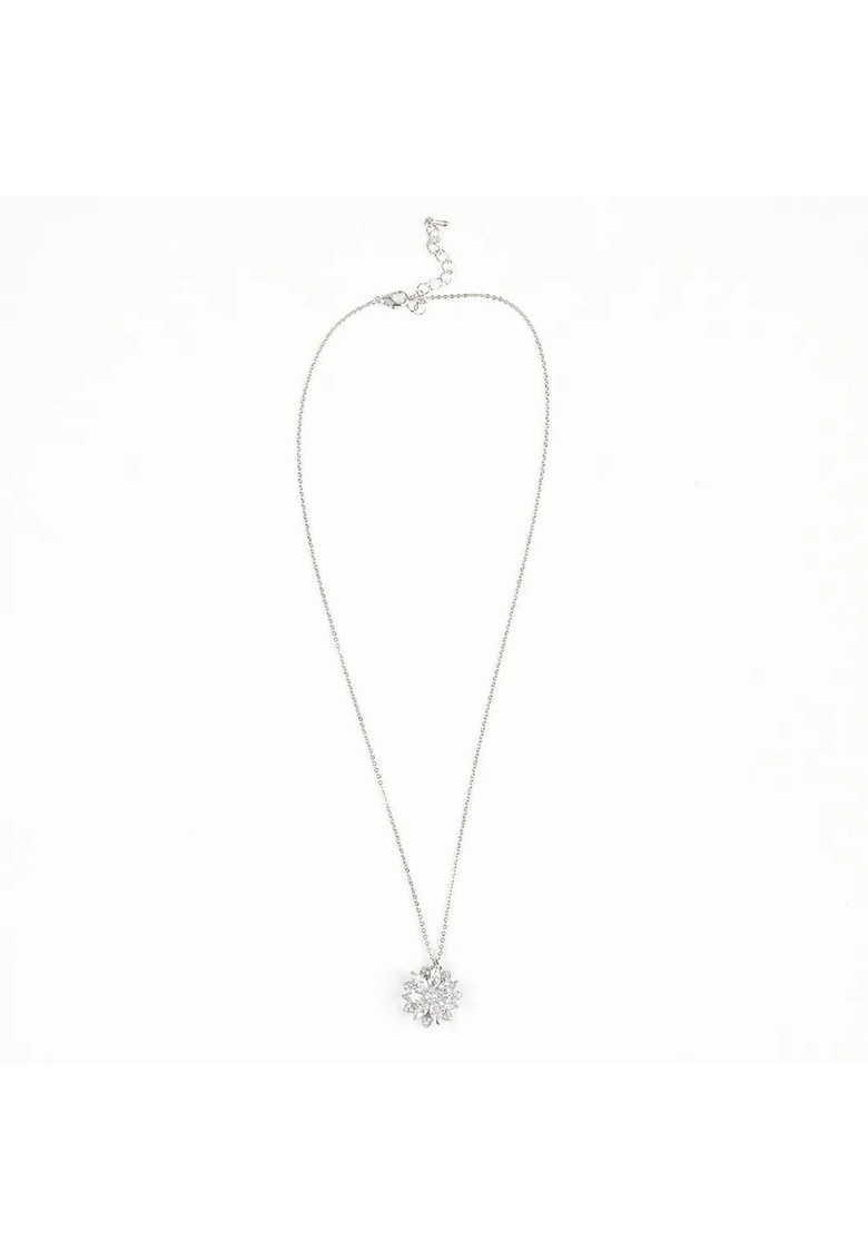 Colier argintiu cu pandantiv floare -  Paris Colier argintiu cu pandantiv floare -  Paris